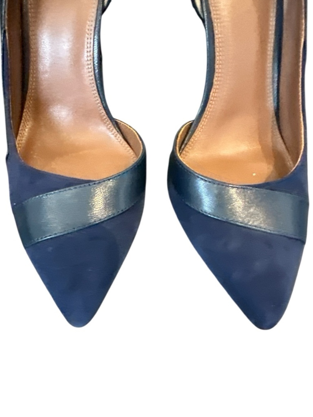 REISS Augusta Point Toe Court Suede Heels in Navy - Picture 9 of 13